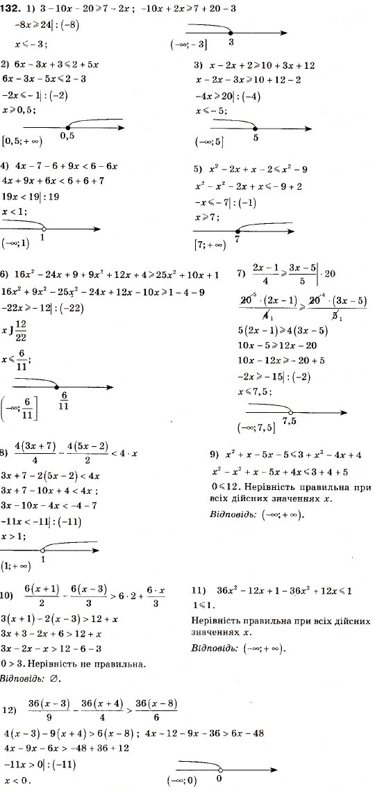 Завдання № 132 - 5. Розв’язування лінійних нерівностей з однією змінною. Числові проміжки - ГДЗ Алгебра 9 клас А.Г. Мерзляк, В.Б. Полонський, М.С. Якір 2009