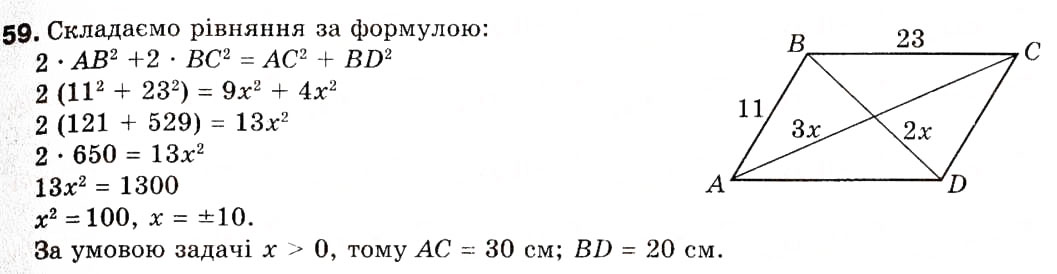 Завдання № 59 - 2. Теорема косинусів - ГДЗ Геометрія 9 клас А.Г. Мерзляк, В.Б. Полонський, М.С. Якір 2009
