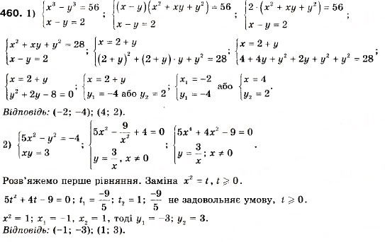Завдання № 460 - 13. Системи рівнянь із двома змінними - ГДЗ Алгебра 9 клас А.Г. Мерзляк, В.Б. Полонський, М.С. Якір 2009