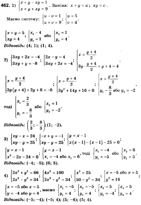 Завдання № 462 - 13. Системи рівнянь із двома змінними - ГДЗ Алгебра 9 клас А.Г. Мерзляк, В.Б. Полонський, М.С. Якір 2009
