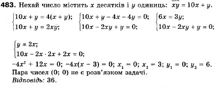 Завдання № 483 - 14. Розв’язування задач за допомогою систем рівнянь другого степеня - ГДЗ Алгебра 9 клас А.Г. Мерзляк, В.Б. Полонський, М.С. Якір 2009
