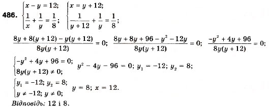Завдання № 486 - 14. Розв’язування задач за допомогою систем рівнянь другого степеня - ГДЗ Алгебра 9 клас А.Г. Мерзляк, В.Б. Полонський, М.С. Якір 2009