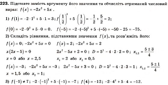 Завдання № 223 - 7. Функція - ГДЗ Алгебра 9 клас А.Г. Мерзляк, В.Б. Полонський, М.С. Якір 2009
