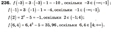 Завдання № 236 - 7. Функція - ГДЗ Алгебра 9 клас А.Г. Мерзляк, В.Б. Полонський, М.С. Якір 2009