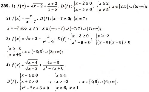 Завдання № 239 - 7. Функція - ГДЗ Алгебра 9 клас А.Г. Мерзляк, В.Б. Полонський, М.С. Якір 2009
