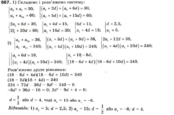 Завдання № 687 - 21. Арифметична прогресія - ГДЗ Алгебра 9 клас А.Г. Мерзляк, В.Б. Полонський, М.С. Якір 2009