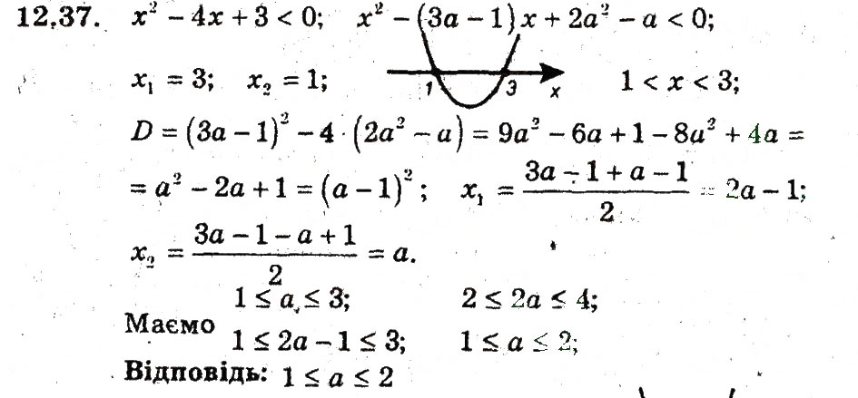 Завдання № 37 - 12. Розв'язування квадратичних нерівностей - ГДЗ Алгебра 9 клас А.Г. Мерзляк, В.Б. Полонський, М.С. Якір 2009 - Поглиблений рівень вивчення