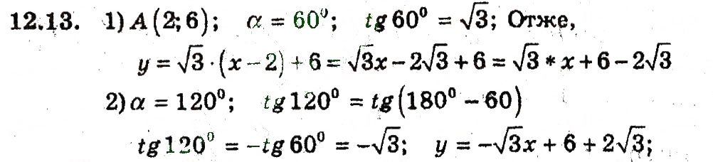Завдання № 13 - 12. Рівняння прямої з кутовим коефіцієнтом - ГДЗ Геометрія 9 клас А.Г. Мерзляк, В.Б. Полонський, M.С. Якір 2009 - Поглиблений рівень вивчення