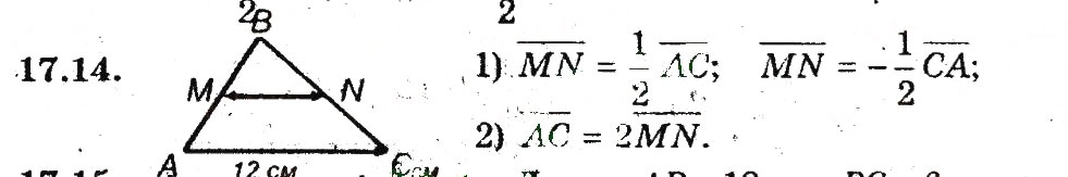 Завдання № 14 - 17. Множення вектора на число - ГДЗ Геометрія 9 клас А.Г. Мерзляк, В.Б. Полонський, M.С. Якір 2009 - Поглиблений рівень вивчення