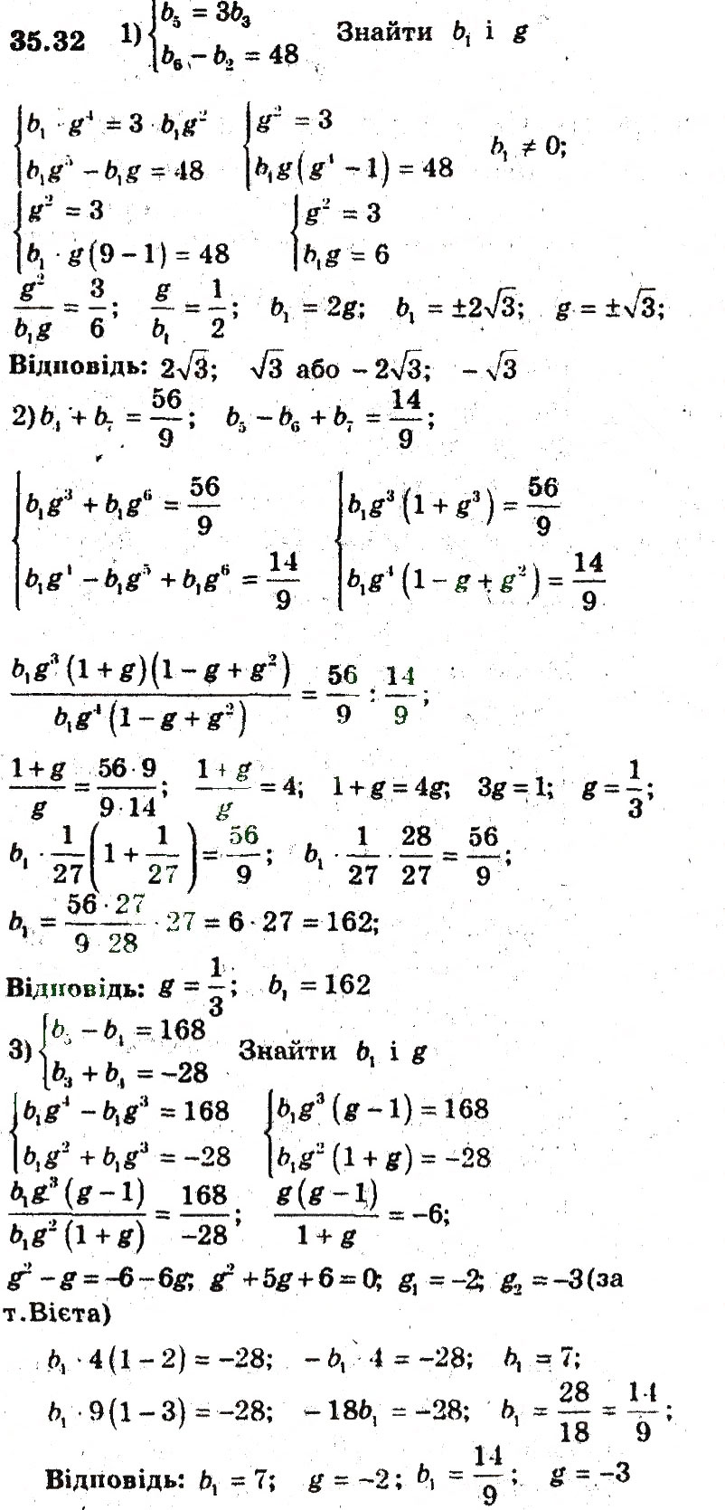 Завдання № 32 - 35. Геометрична прогресія - ГДЗ Алгебра 9 клас А.Г. Мерзляк, В.Б. Полонський, М.С. Якір 2009 - Поглиблений рівень вивчення