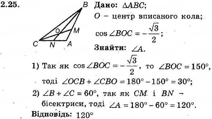 Завдання № 25 - 2. Синус, косинус, тангенс і котангенс кута від 0° до 180° - ГДЗ Геометрія 9 клас А.Г. Мерзляк, В.Б. Полонський, М.С. Якір 2017 - Поглиблене вивчення