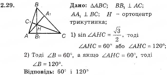 Завдання № 29 - 2. Синус, косинус, тангенс і котангенс кута від 0° до 180° - ГДЗ Геометрія 9 клас А.Г. Мерзляк, В.Б. Полонський, М.С. Якір 2017 - Поглиблене вивчення