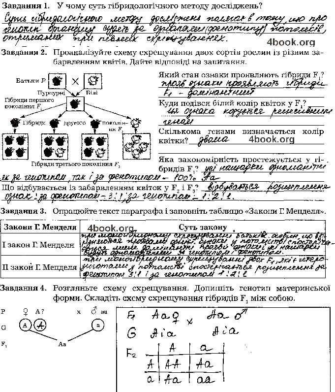 Завдання № стр69 - Тема 5. Закономірності успадкування ознаки - ГДЗ Біологія 9 клас Л. А. Мирна, В. О. Віркун, М. Ю. Бітюк 2017 - Робочий зошит