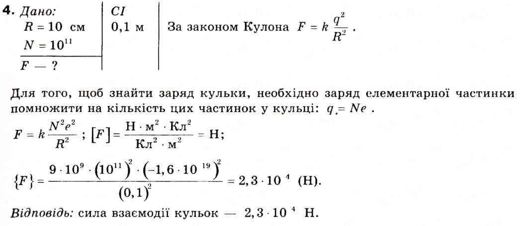 Завдання № 4 - § 4. Закон Кулона - ГДЗ Фізика 9 клас Ф.Я. Божинова, M.М. Кірюхін, О.О. Кірюхіна 2009