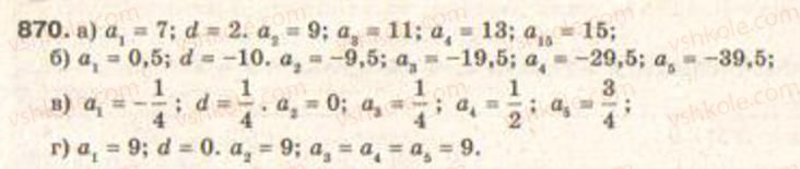 Завдання № 870 - § 21. Арифметична прогресія - ГДЗ Алгебра 9 клас Г.П. Бевз, В.Г. Бевз 2009