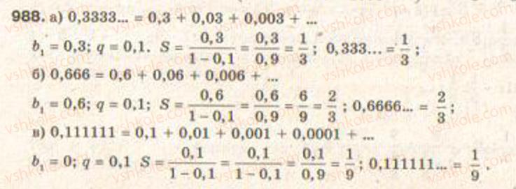 Завдання № 988 - § 23. Задачі на обчислення сум - ГДЗ Алгебра 9 клас Г.П. Бевз, В.Г. Бевз 2009