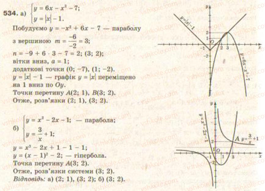 Завдання № 534 - § 13. Системи рівнянь другого степеня - ГДЗ Алгебра 9 клас Г.П. Бевз, В.Г. Бевз 2009