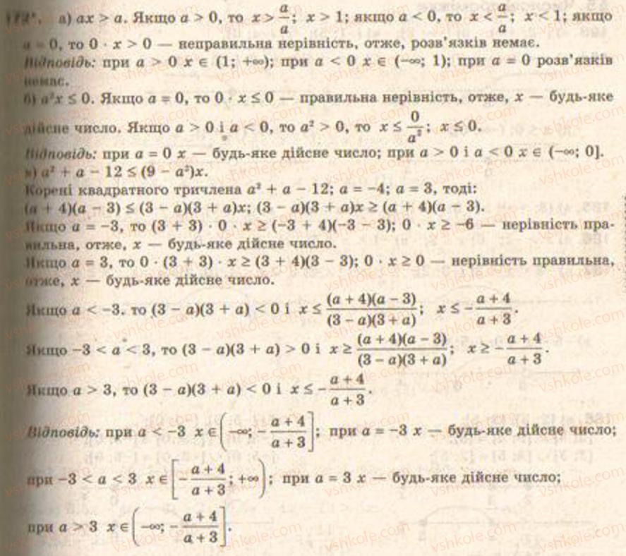 Завдання № 172 - § 4. Розв’язування нерівностей з однією змінною - ГДЗ Алгебра 9 клас Г.П. Бевз, В.Г. Бевз 2009