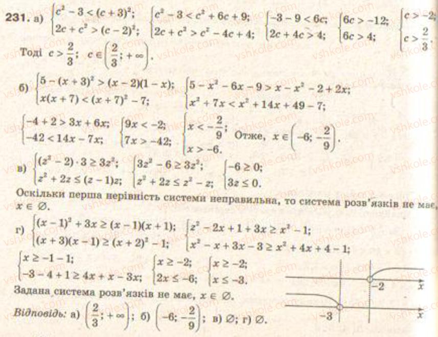 Завдання № 231 - § 6. Системи нерівностей з однією змінною - ГДЗ Алгебра 9 клас Г.П. Бевз, В.Г. Бевз 2009