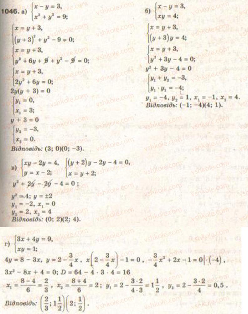 Завдання № 1046 - Функції і графіки - ГДЗ Алгебра 9 клас Г.П. Бевз, В.Г. Бевз 2009