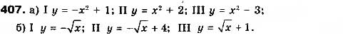 Завдання № 407 - § 10. Перетворення графіків функцій - ГДЗ Алгебра 9 клас Г.П. Бевз, В.Г. Бевз 2017