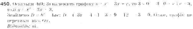 Завдання № 450 - § 11. Квадратична функція - ГДЗ Алгебра 9 клас Г.П. Бевз, В.Г. Бевз 2017