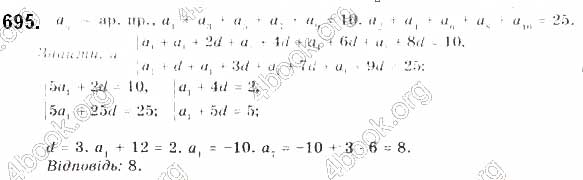 Завдання № 695 - § 16. Арифметична прогресія - ГДЗ Алгебра 9 клас Г.П. Бевз, В.Г. Бевз 2017