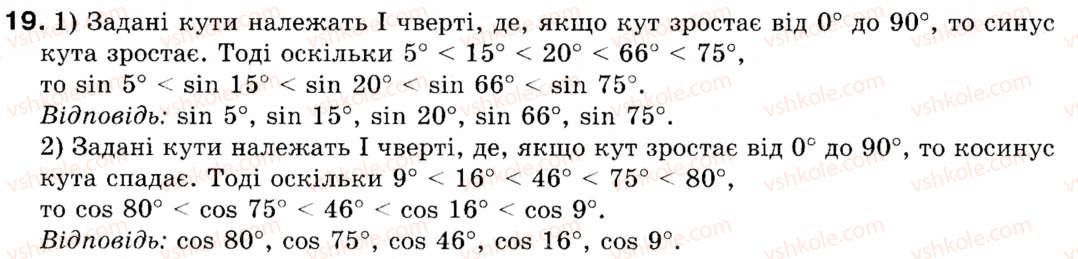 Завдання № 19 - § 1. Синус, косинус і тангенс кутів від 0° до 180° - ГДЗ Геометрія 9 клас М.І. Бурда, Н.А. Тарасенкова 2009
