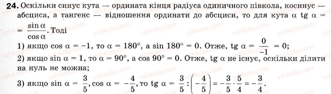 Завдання № 24 - § 1. Синус, косинус і тангенс кутів від 0° до 180° - ГДЗ Геометрія 9 клас М.І. Бурда, Н.А. Тарасенкова 2009