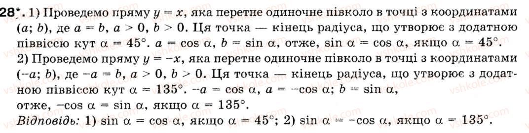 Завдання № 28 - § 1. Синус, косинус і тангенс кутів від 0° до 180° - ГДЗ Геометрія 9 клас М.І. Бурда, Н.А. Тарасенкова 2009