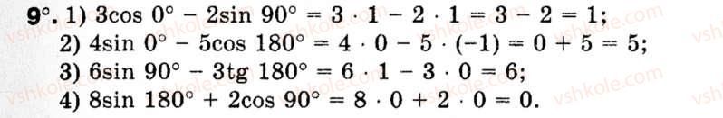 Завдання № 9 - § 1. Синус, косинус і тангенс кутів від 0° до 180° - ГДЗ Геометрія 9 клас М.І. Бурда, Н.А. Тарасенкова 2009