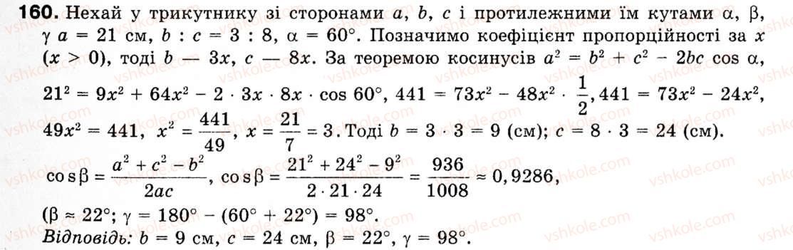 Завдання № 160 - § 5. Розв'язування трикутників - ГДЗ Геометрія 9 клас М.І. Бурда, Н.А. Тарасенкова 2009