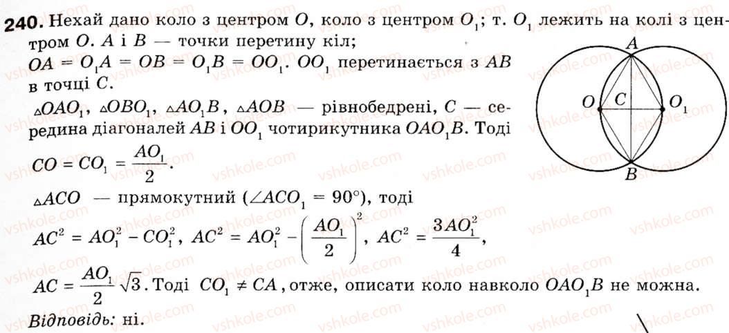 Завдання № 240 - § 7. Правильні многокутники - ГДЗ Геометрія 9 клас М.І. Бурда, Н.А. Тарасенкова 2009