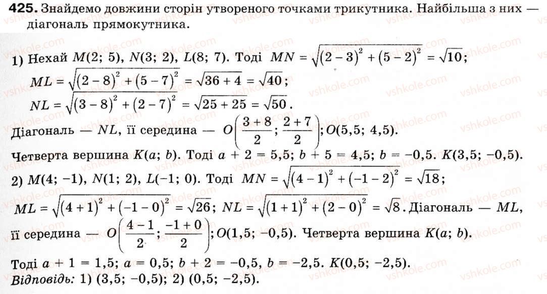 Завдання № 425 - § 12. Декартові координати на площині - ГДЗ Геометрія 9 клас М.І. Бурда, Н.А. Тарасенкова 2009