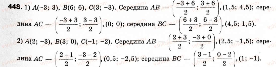 Завдання № 448 - § 13. Координати середини відрізка - ГДЗ Геометрія 9 клас М.І. Бурда, Н.А. Тарасенкова 2009
