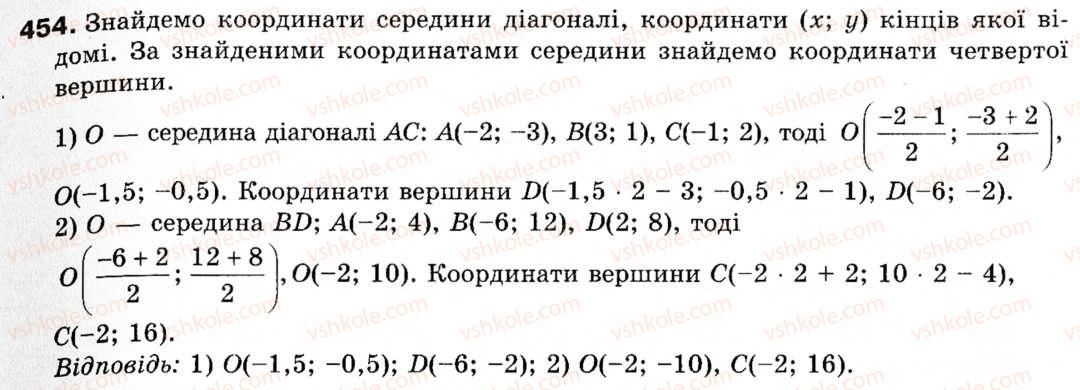 Завдання № 454 - § 13. Координати середини відрізка - ГДЗ Геометрія 9 клас М.І. Бурда, Н.А. Тарасенкова 2009