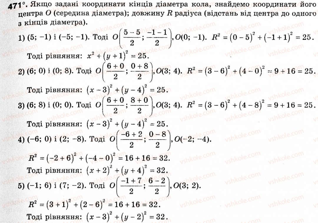 Завдання № 471 - § 14. Поняття рівняння фігури. Рівняння кола - ГДЗ Геометрія 9 клас М.І. Бурда, Н.А. Тарасенкова 2009