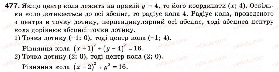 Завдання № 477 - § 14. Поняття рівняння фігури. Рівняння кола - ГДЗ Геометрія 9 клас М.І. Бурда, Н.А. Тарасенкова 2009