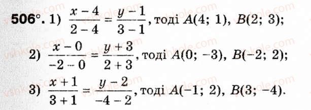 Завдання № 506 - § 15. Рівняння прямої - ГДЗ Геометрія 9 клас М.І. Бурда, Н.А. Тарасенкова 2009