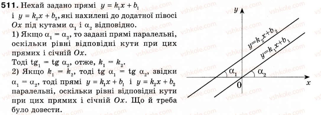 Завдання № 511 - § 15. Рівняння прямої - ГДЗ Геометрія 9 клас М.І. Бурда, Н.А. Тарасенкова 2009