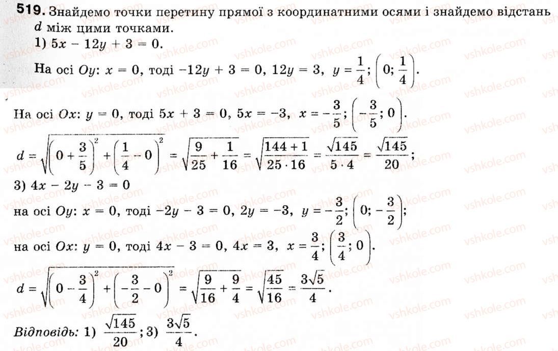 Завдання № 519 - § 15. Рівняння прямої - ГДЗ Геометрія 9 клас М.І. Бурда, Н.А. Тарасенкова 2009