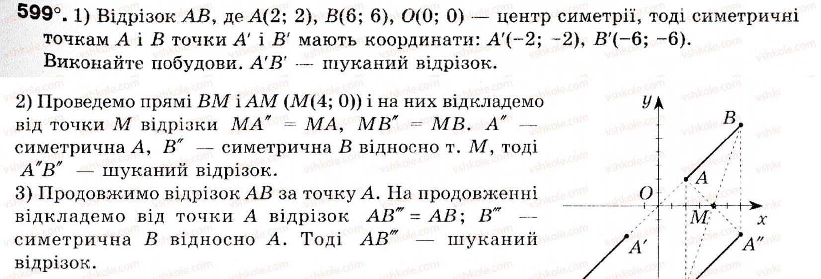 Завдання № 599 - § 18. Симетрія відносно точки і прямої - ГДЗ Геометрія 9 клас М.І. Бурда, Н.А. Тарасенкова 2009