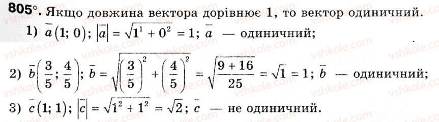 Завдання № 805 - § 24. Координати вектора - ГДЗ Геометрія 9 клас М.І. Бурда, Н.А. Тарасенкова 2009