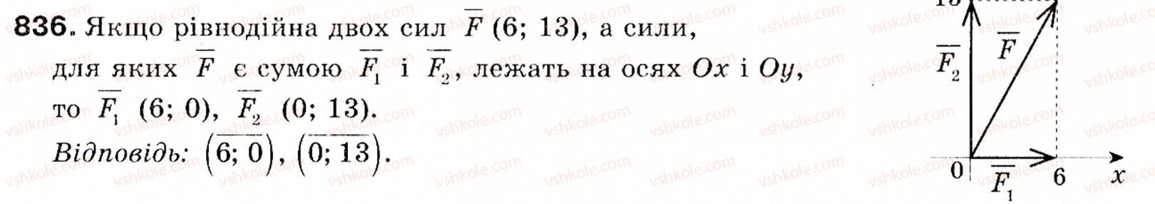Завдання № 836 - § 24. Координати вектора - ГДЗ Геометрія 9 клас М.І. Бурда, Н.А. Тарасенкова 2009