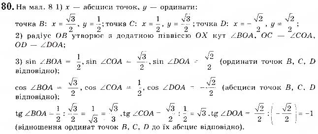 Завдання № 80 - § 3. Синус, косинус і тангенс кутів від 0 до 180 - ГДЗ Геометрія 9 клас М.І. Бурда, Н.А. Тарасенкова 2017