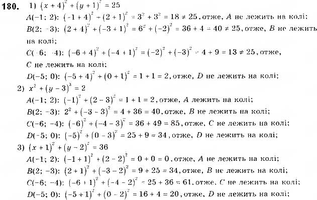 Завдання № 180 - § 5. Поняття рівняння фігури. Рівняння кола - ГДЗ Геометрія 9 клас М.І. Бурда, Н.А. Тарасенкова 2017