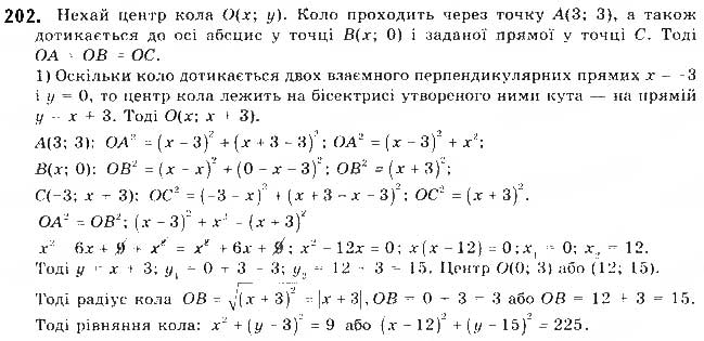 Завдання № 202 - § 5. Поняття рівняння фігури. Рівняння кола - ГДЗ Геометрія 9 клас М.І. Бурда, Н.А. Тарасенкова 2017