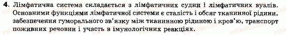 Завдання № 4 - § 27. ЛІМФООБІГ - ГДЗ Біологія 9 клас Н.Ю. Матяш, М.Н. Шабатура 2009