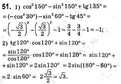 Завдання № 51 - § 2. Синус, косинус, тангенс кутів від 0° до 180°. Тригонометричні тотожності - ГДЗ Геометрія 9 клас О.С. Істер 2017