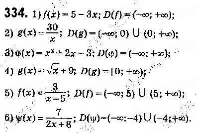Завдання № 334 - § 8. Функції. Область визначення, область значень і графік функції - ГДЗ Алгебра 9 клас О.С. Істер 2017